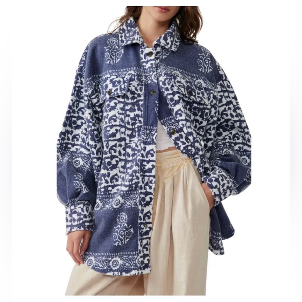 NWT！ $178 FREE PEOPLE RUBY COTTON BLEND SHIRT JACKET XS